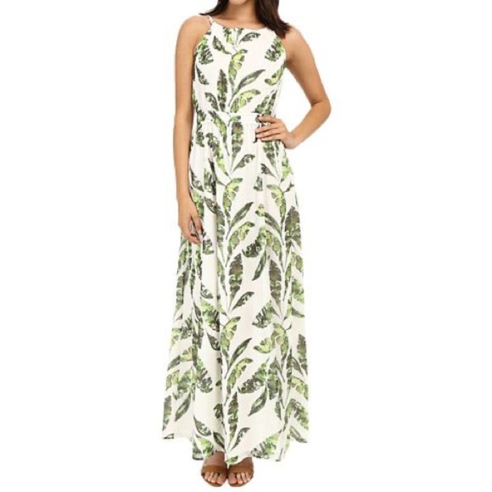 NWOT Tommy Bahama Watercolor Halter Style Maxi Dress, Palms, Botanical, Luxury 4 - Picture 1 of 5